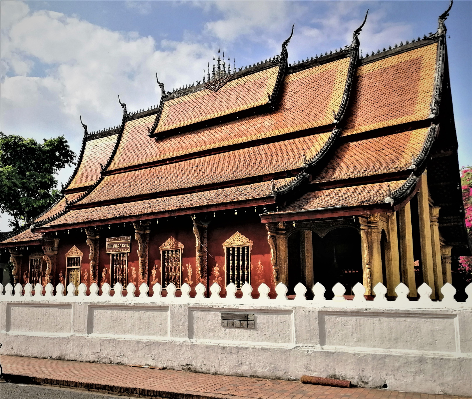 Buddhist-style architecture at Vat Sensoukharam in Luang Prabang, Laos.