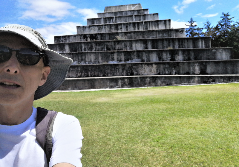 Selfie in front of a pyramid at Las Ruinas de Zaculeu in Huehuetenango, Guatemala
