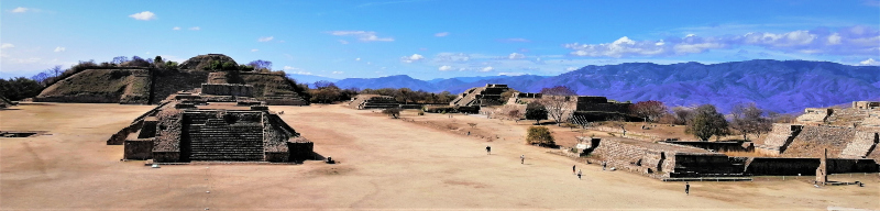 An Earth Drifting Destination; View of the archaeological site of Monte Albán in Oaxaca, México