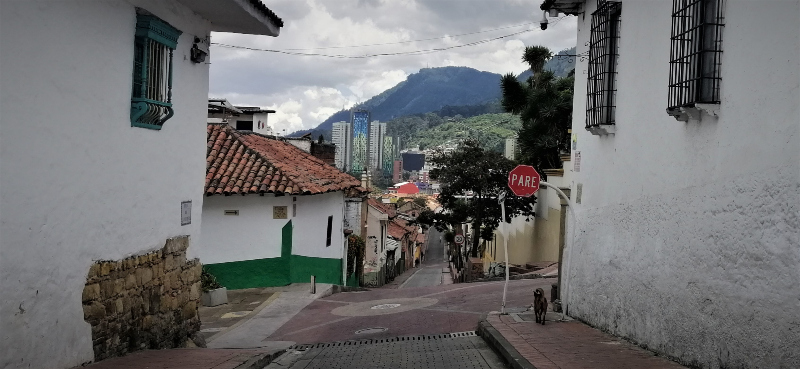 Colombian travel tips an old colonial neighborhood, La Candalaria, Bogotá, Colombia.