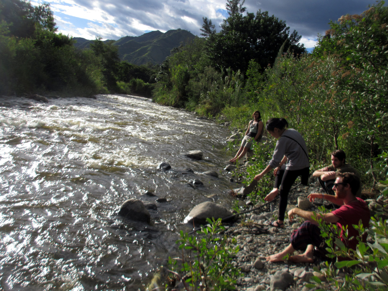 San Pedro Cactus Consumption travelers enjoy the pulsating river while being immersed in Andean nature.