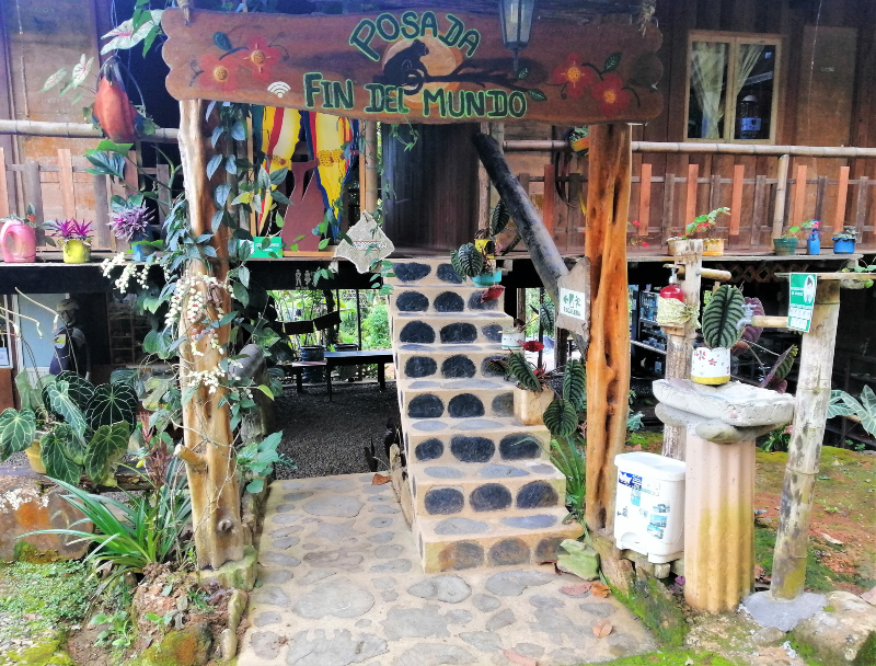 Outside the quaint, jungle lodging of Posada Fin Del Mundo in Mocoa, Putumayo, Colombia