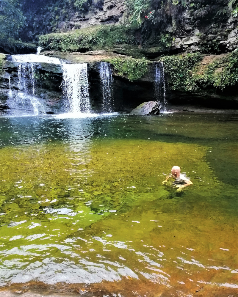 End of the World - The Last Foreign Vagabond Relaxing in a natural Andean swimming hole near the End of the World Waterfall in Mocoa, Putumayo, Colombia.