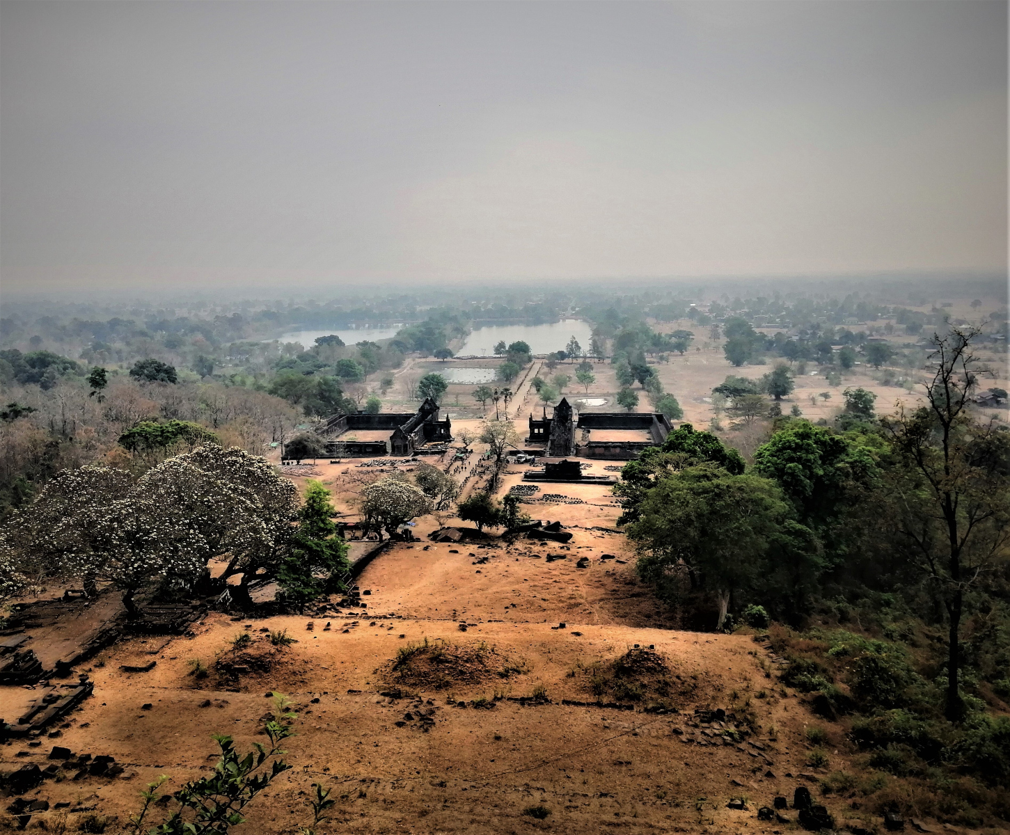 The view from above the UNESCO World Heritage Site of Vat Phu in Champasak, southern Laos.