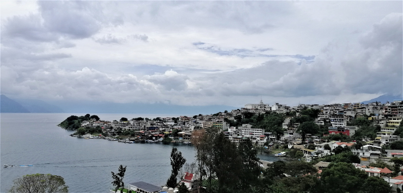 View of San Pedro la Laguna on Lago Atitlán in Guatemala.